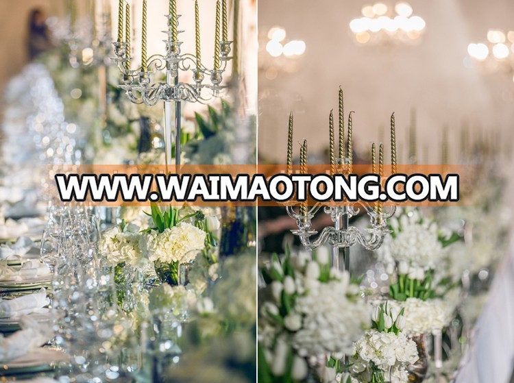 9 arms wholesale glass candlestick crystal candelabras centerpieces for table decoration