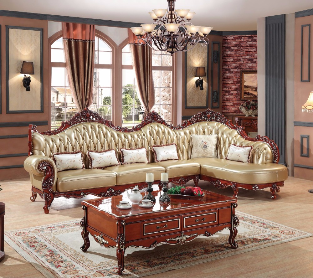 Modern European style sofa set lounge chaise sofa furniture leather sofa set