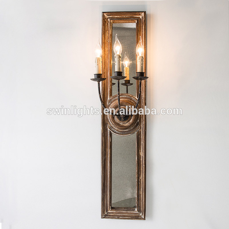 Classic design wooden frame scroll  mirror  wall lamp decor W6102-3