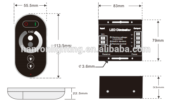 Wireless RF dimmable led dimmer controller for single color led strip