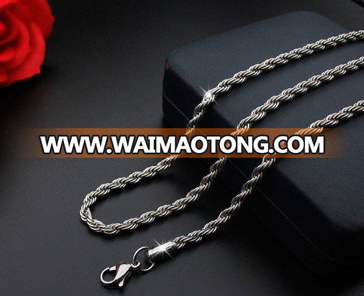 Wholesale 2mm twisted rop chain necklace 316L stainless steel jewelry