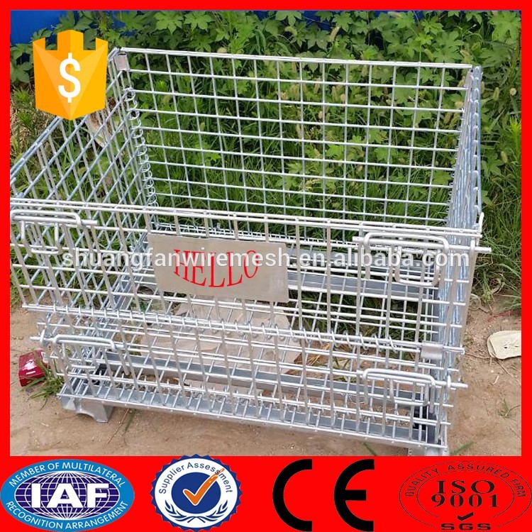 2017 Heavy-duty 50*50mm Electric Galvanized Metal Storage cage/wire mesh container for wearhouse storage