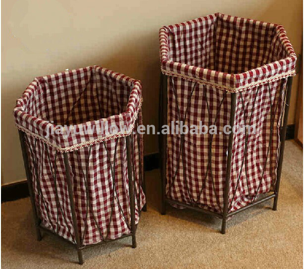 handmade wire storage basket with cover wire laundry basket with fabric liner wholesale