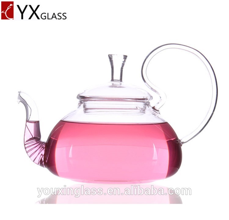 Made in China Borosilicate glass teapot glass flower teapot with high handle