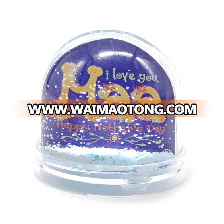 Custom made plastic water globe with photo insert snow globe photo frame