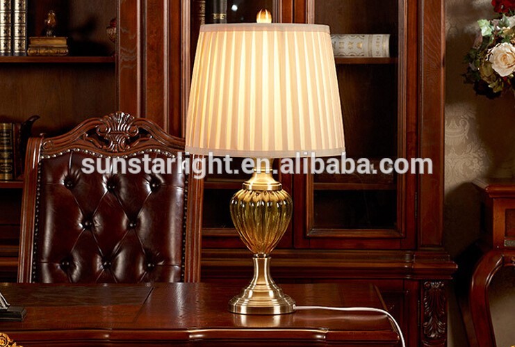 Metal Base Ceramic Body With Fabric Lampshade Modern Desk Lamp Bedroom Living Room Dining Room Table Lamp