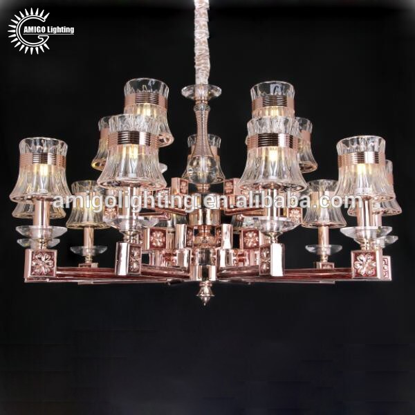 modern led flower crystal chandelier with handmade flower glass shades A6625-8