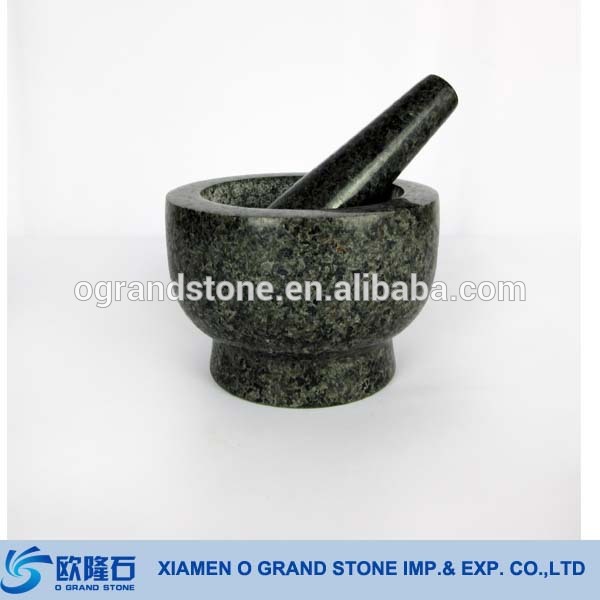 Natural Granite Mortar with Pestle Large Engraved Mortar and Pestle