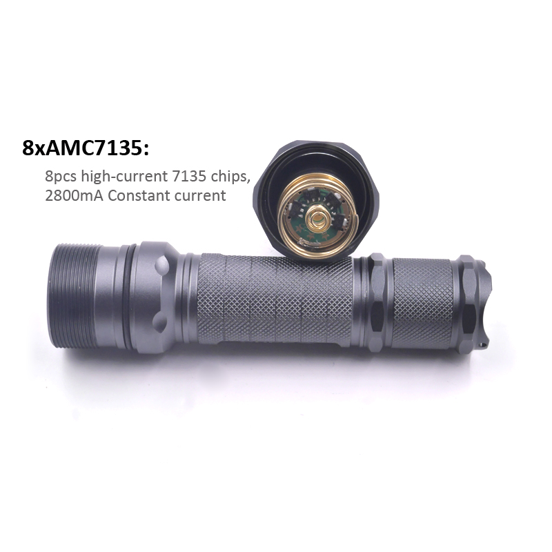 8xAMC7135 Manta ray M6 XHP50.2 6500K led 24W powerful 3mode hunting flashlight