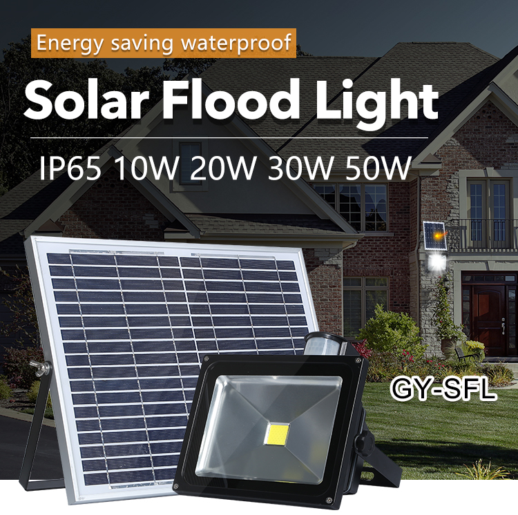 Portable ip65 outdoor security 10w 20w 30w 50w solar motion sensor flood light