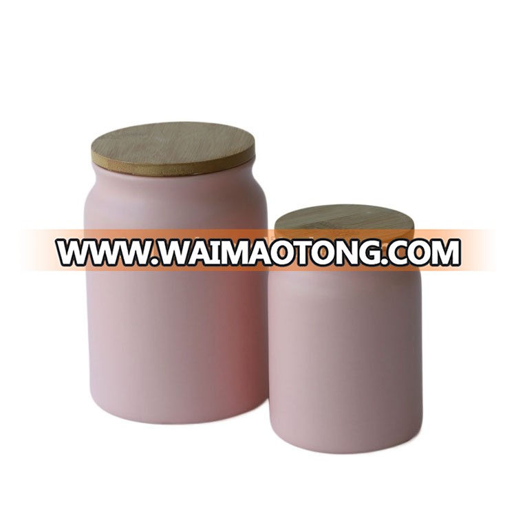 Eco friendly ceramic jar storage food jar with lid wholesale