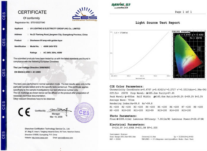 Single Golden infrared lamp for heating