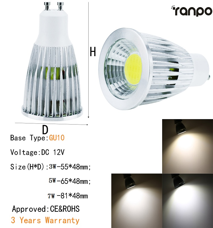 Energy Star Dimmable 12V COB LED SpotLight Bulb MR16 GU10 E27 E14 GU5.3 B22 3W 5W 7W White Lamp Indoor Lighting