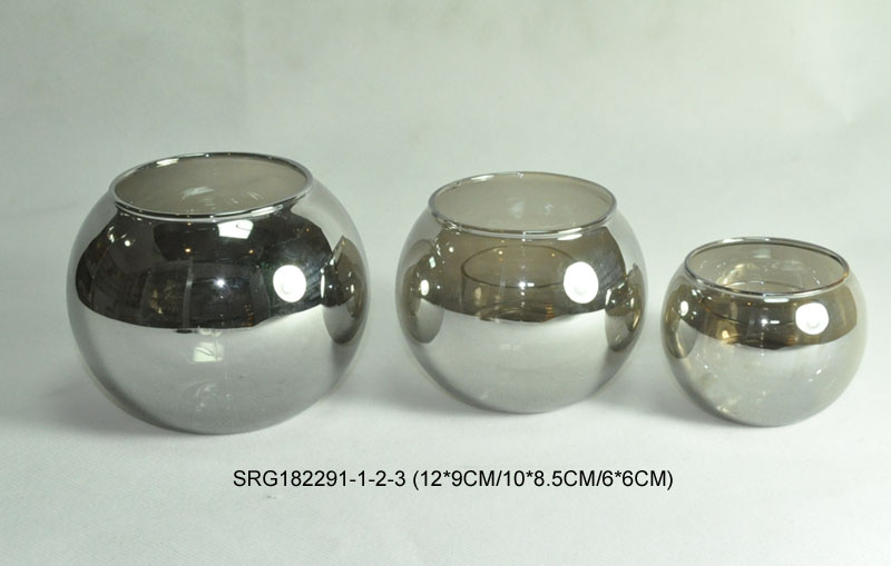 Wholesale round decoration glass candle holder with custom printing