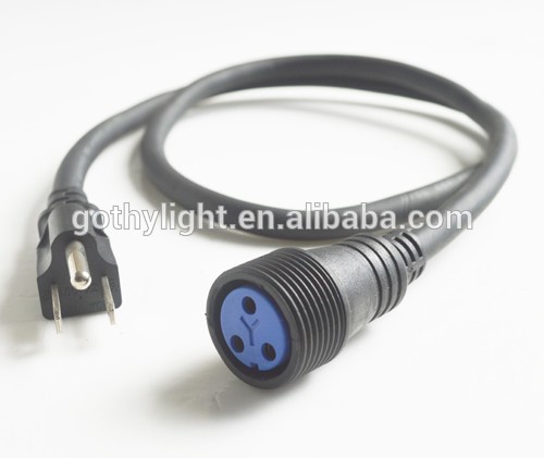 Waterproof Power Cable Adapter IP65 to Edison 1 Meter Long Standard United States Version