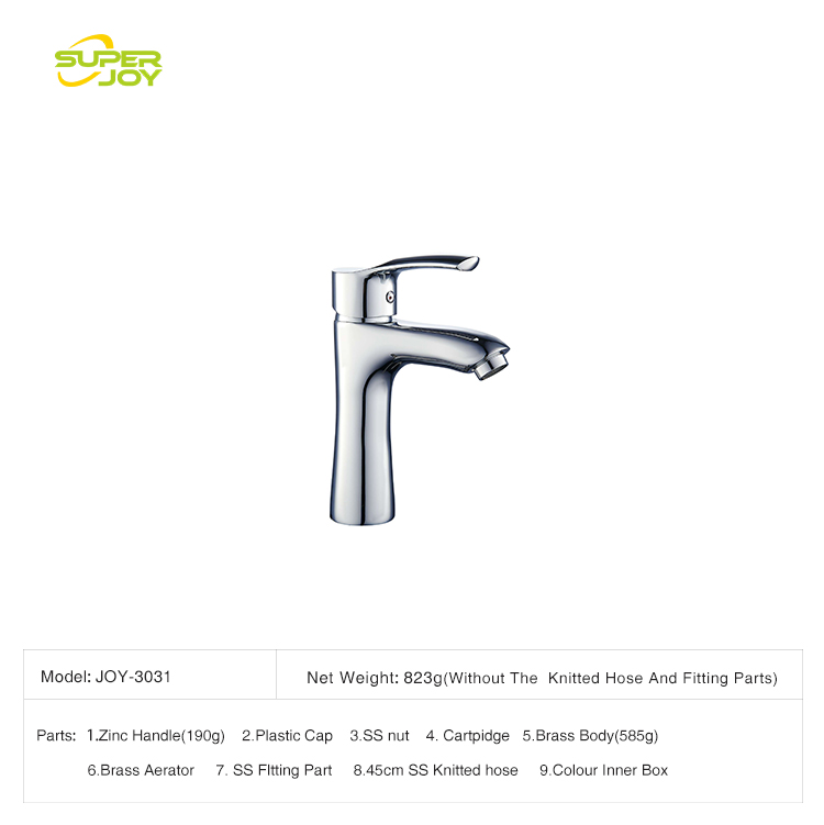 Lavatory hot cold two way single handle brass wash basin faucet