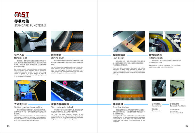 High- end definition without noise step 600-800-1000 35 angle escalator