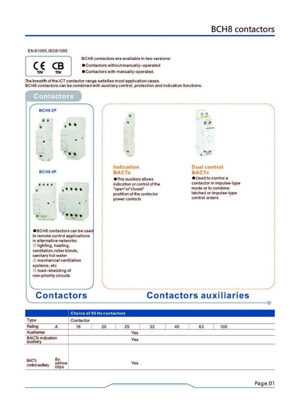 Type Modular Homes AC Contactor 63A, 2P Electric Circuit AC Contactor, 2NO AC Magnetic Contactor 110V/220V 50Hz