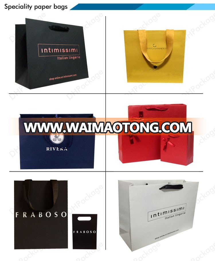 Luxury Black Paper Gift Bags Paper Carrier Bag Party Bag with RibbonHandles