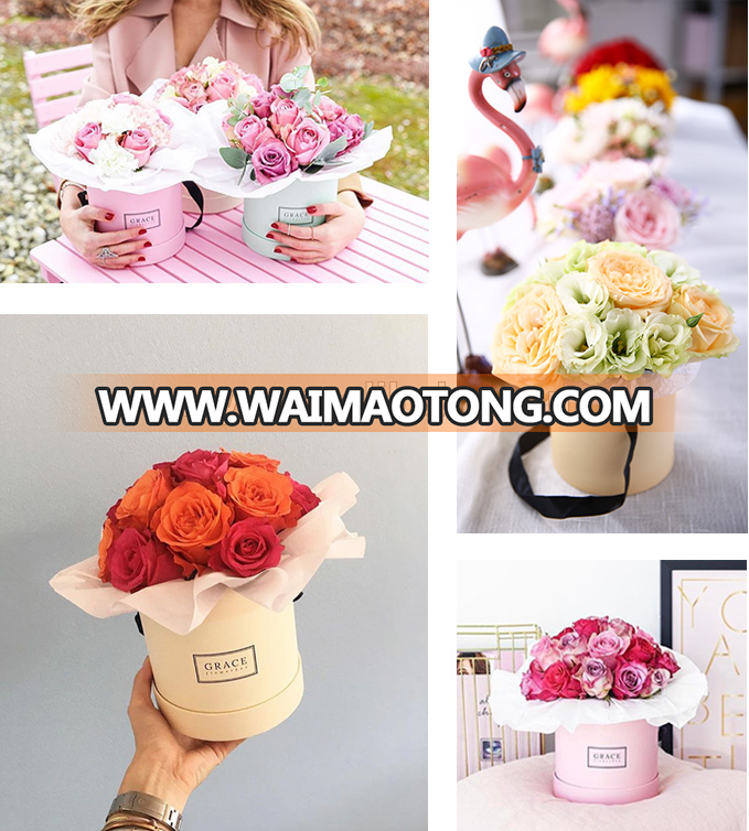 paper flower box round box for fresh flower packing