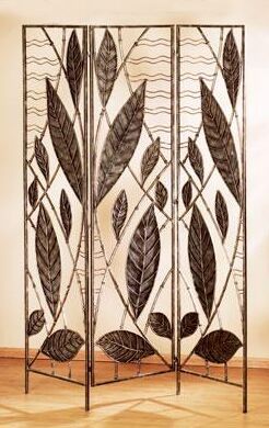 Lifelike leaves decorative folding wrought iron screen