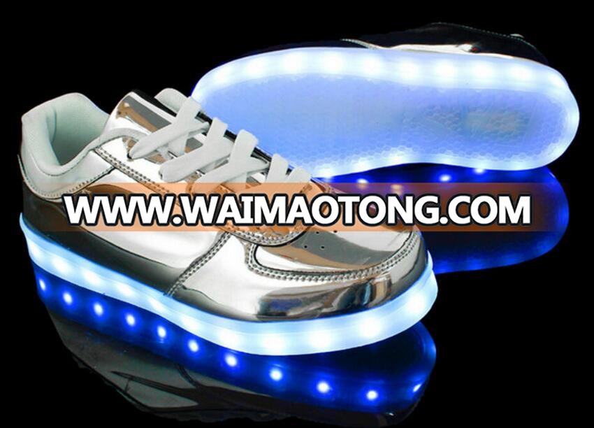 Led light shoes men 2017 fashion colorful adults men shoes casual Gold Silver USB Light Up Shoes For Adults