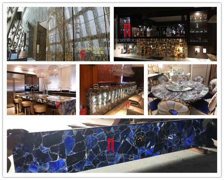 foshan industrial restaurant white natural crystal agate stone furniture bar top