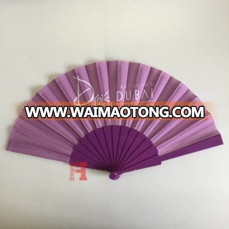 Hot products customized printed fabric plastic hand fan