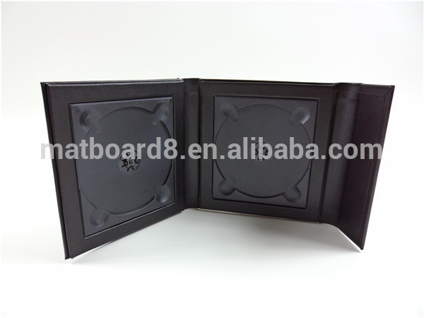 custom wholesale unique high grade leather CD folio with 2 pic and 1 dic