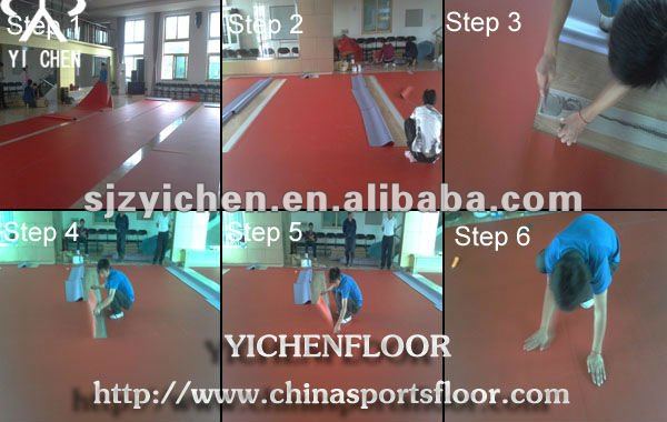 Wood pattern pvc plastic floor for sports court