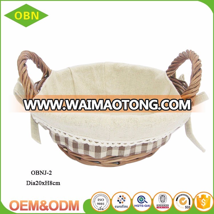 Custom China best sales handmade fabric lining cheap wicker bread baskets for supermarket display