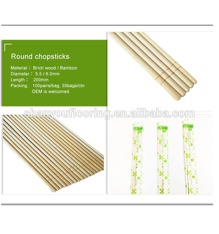 Disposable Natural Round Bamboo Chopsticks with OPP Packing