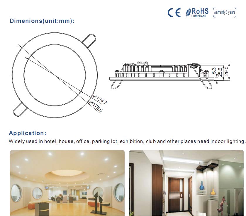 shenzhen energy-saving slim led downlight recessed 18w with CE RoHS and 3 years warranty