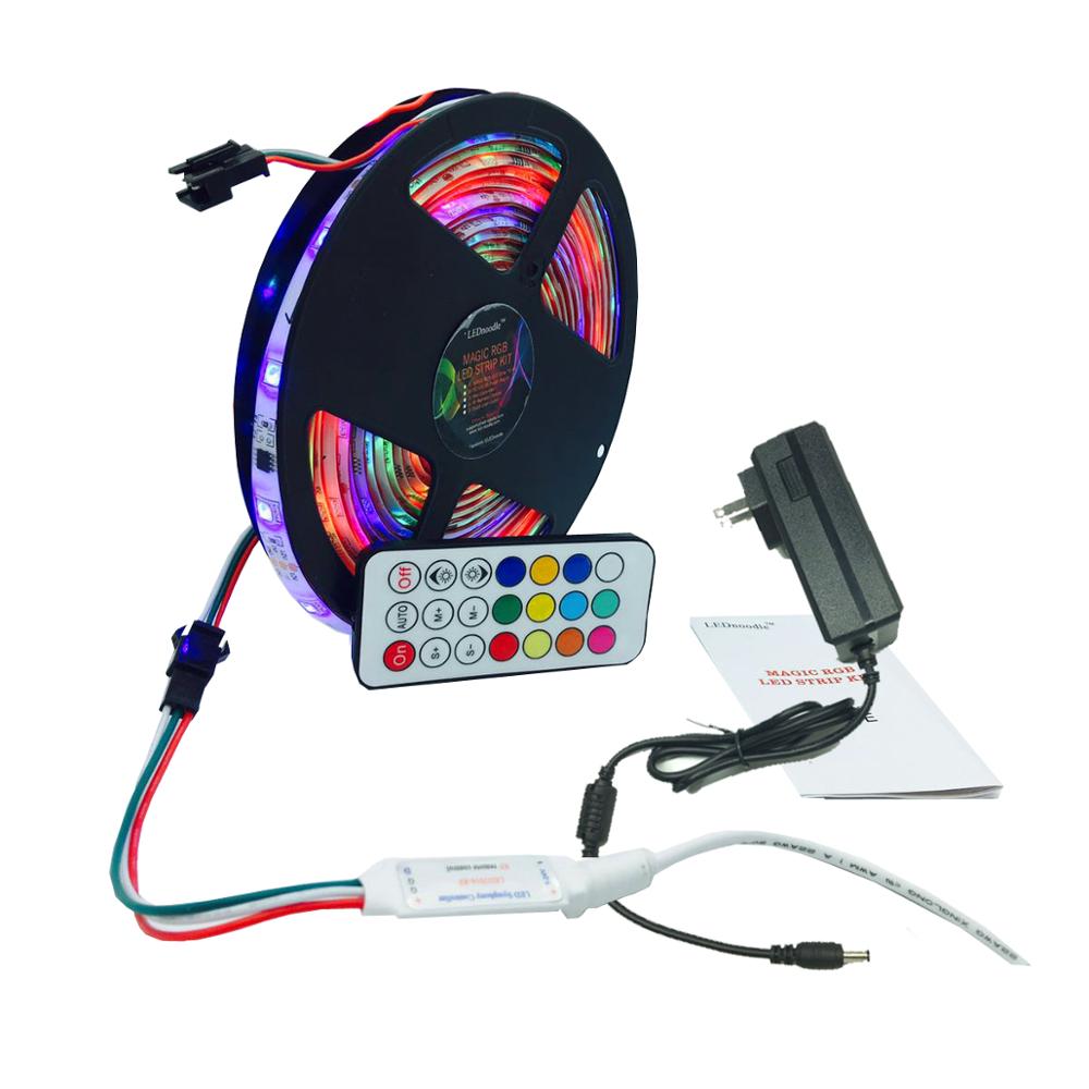 Full color Bluetooth / Remote control 5050 ws2811 pixel tape 30 led strip ws2812b with power adapter