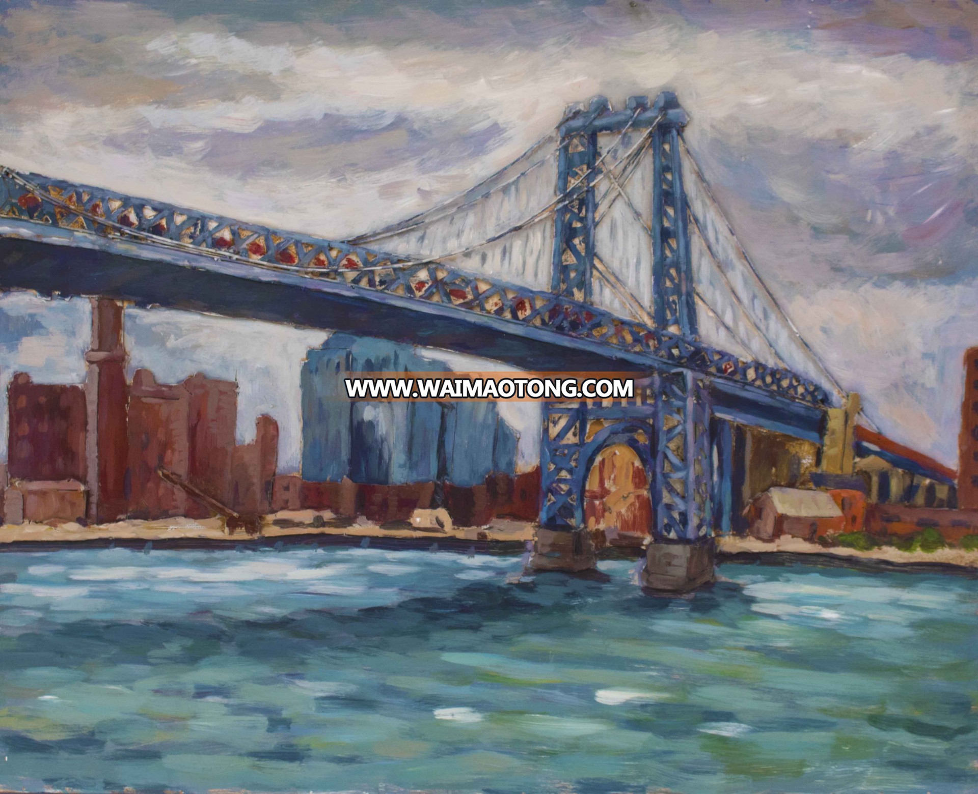 U.S.A Golden Gate Bridge style Modern iron Wall Art Oil Painting