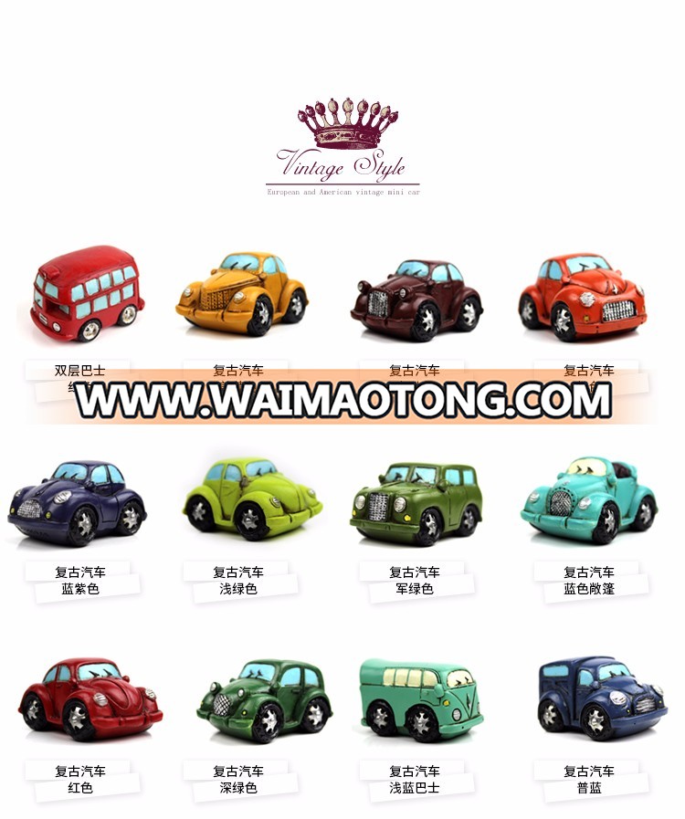 Roogo resin mini color bus statues home decoration