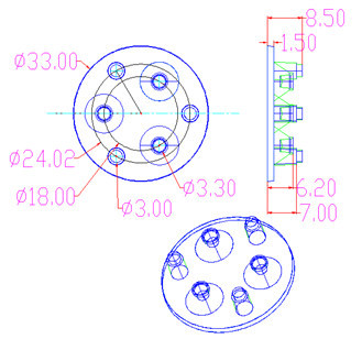 3030 2835  pmma 33mm 3 in 1 25degree 45 degree  LED multi Lenses for spotlight