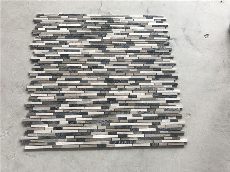 Hot Sale White and Black Strip marble mosaic tiles for  Retro subway mosaic interior wall decoration