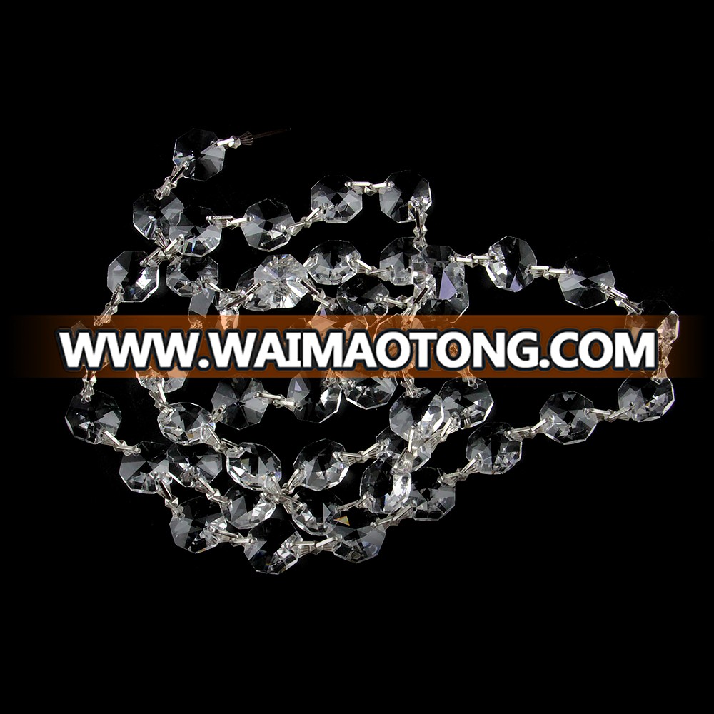 14MM clear octagon beads garland strand with silver butterfly buckles for wedding decoration beautiful hot sales