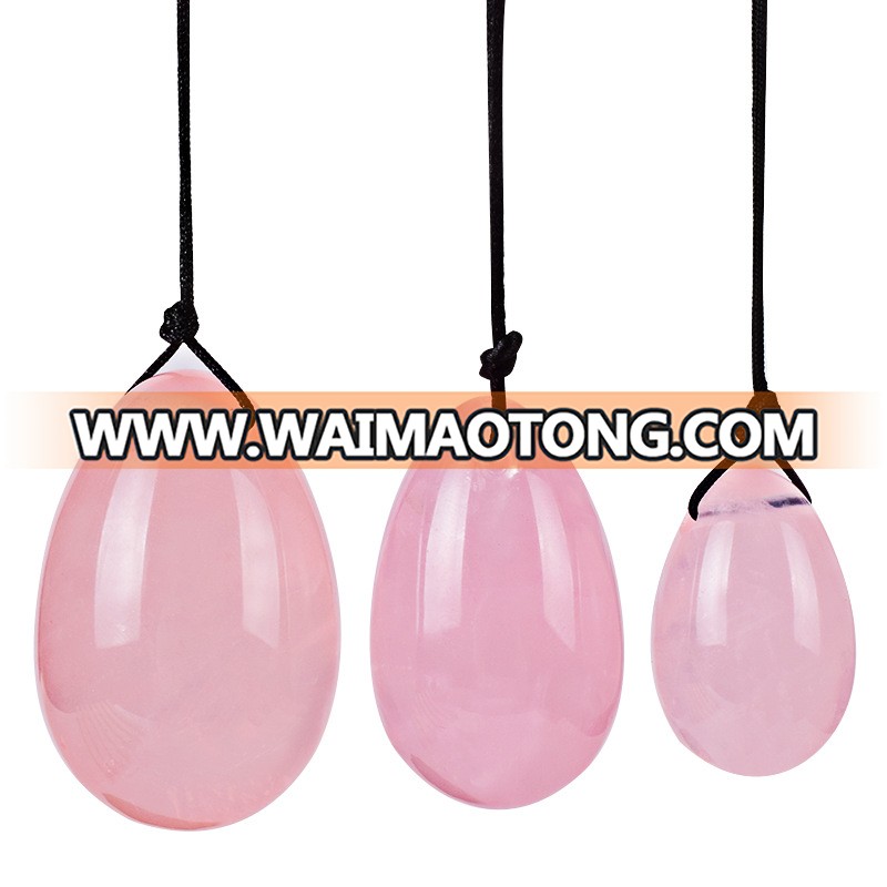 Wholesale Vaginal tightening product Kegel Natural Rose Quartz yoni eggs set Vaginal tightener eggs jade