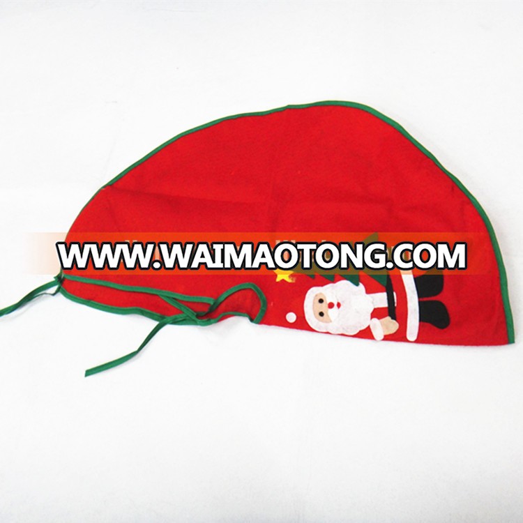 Wholesale customize 60 cm red christmas tree skirt with green line santa for chritsmas decoration