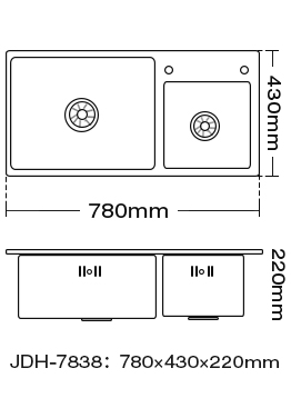 High Grade Double bowl Handmade  sink JDH-7838