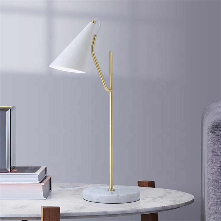 2019 contemporary luxury black white iron lamp shade round marble base restaurant rechargeable table lamp