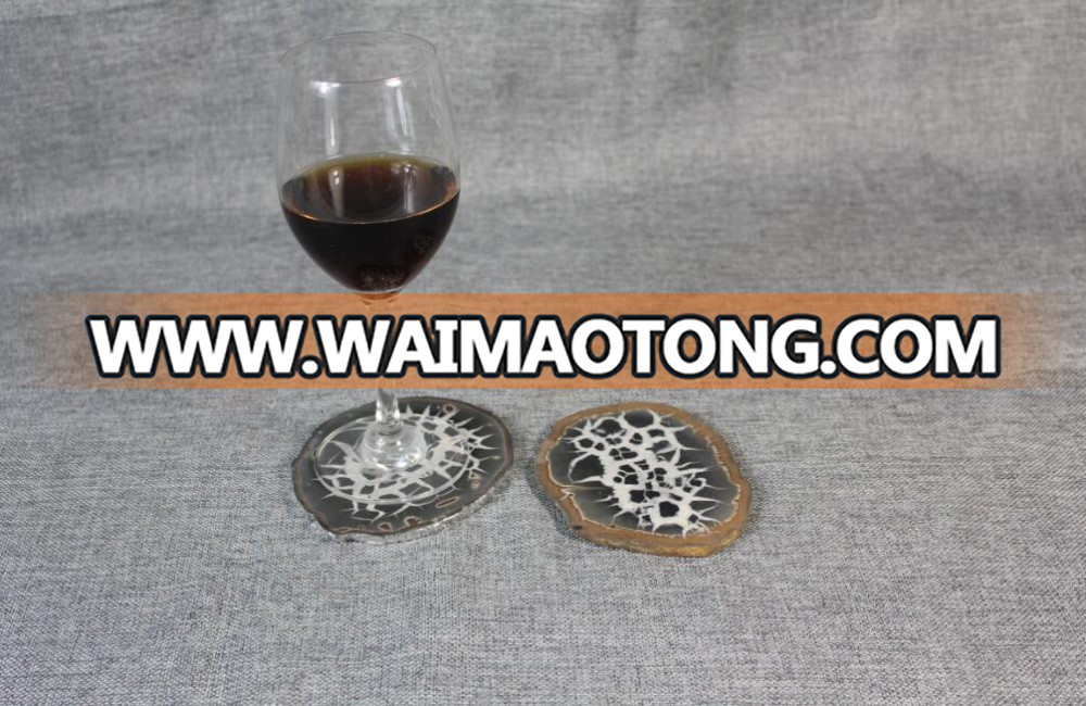 gold plated thick coaster agate coaster