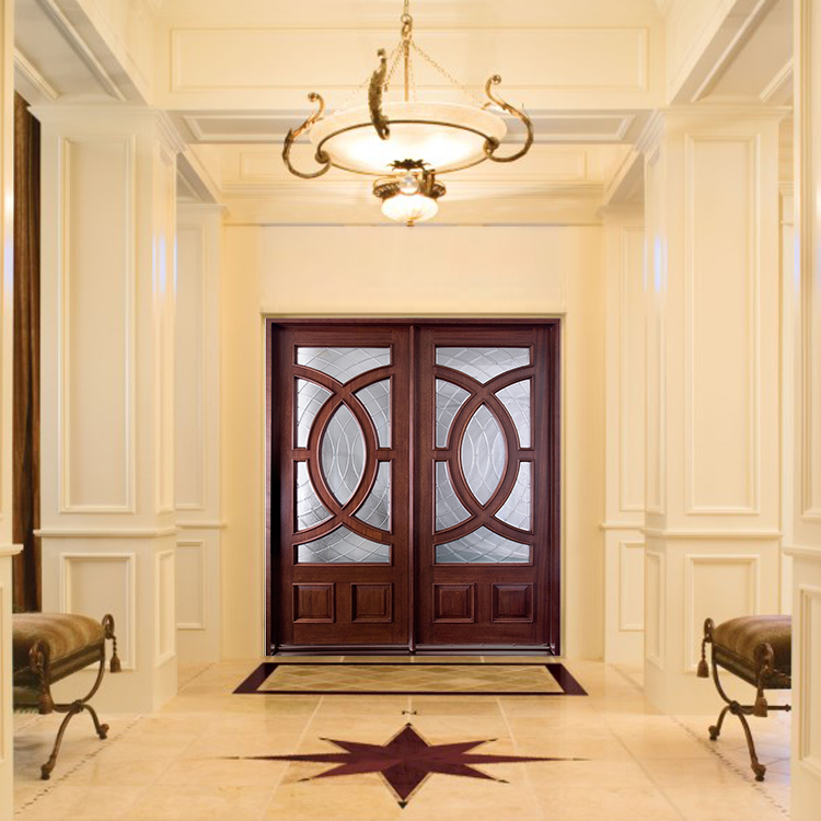 Luxury Designs Villa Front Main Modern Double Exterior Mahogany Solid Wooden Doors