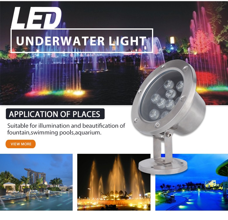 IP67 12v or 24v Stainless steel outdoor underwater light for swimming pool