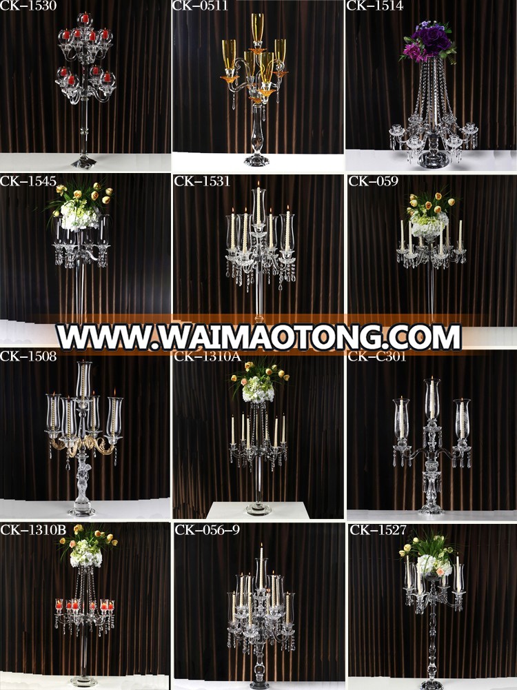 5 arm wedding crystal material and candelabra type crystal bead candle holders