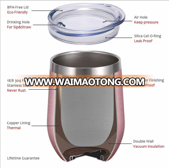 Amazon hot sale double wall stainless steel egg shape vacuumn insulate beer tumbler water cup  wine tumbler  with lid