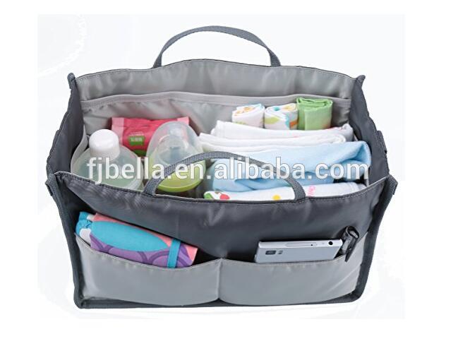 Diaper Bag Insert Organizer for Stylish Moms Tote Purse Handbag, 11 Pockets, Gray