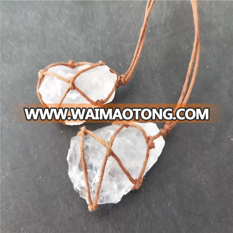 Hot handmade raw stone pendant clear crystal pendant